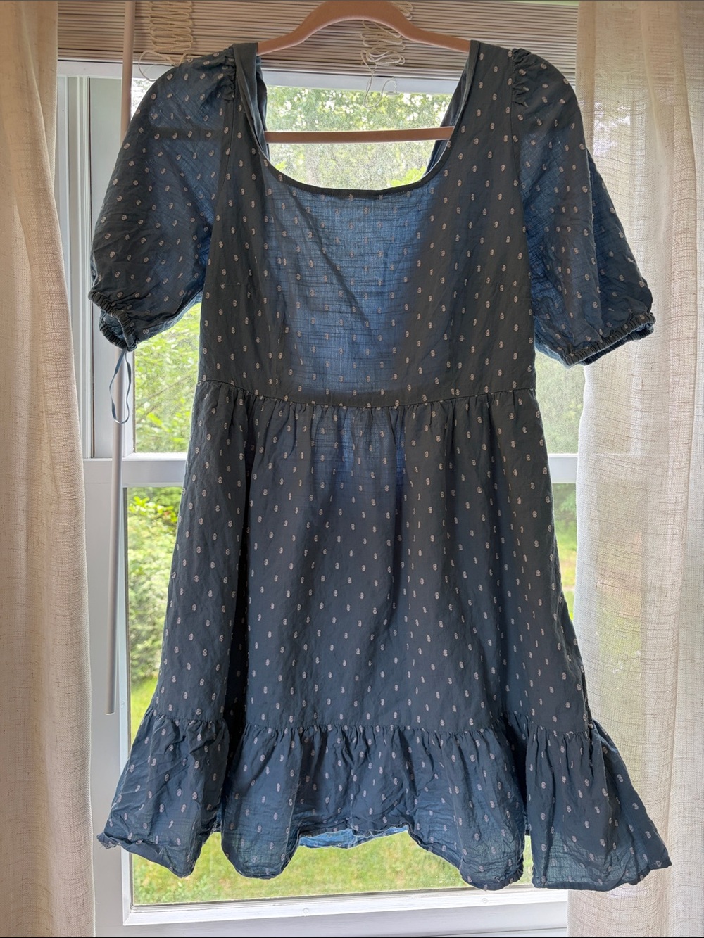 LOFT Blue Mini Dress with White Dot Print